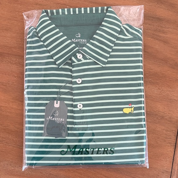 Masters Other - Masters Green and White Striped Polo Shirt